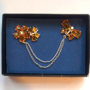 Vintage Orange Floral Jewelry Sweater Guard
